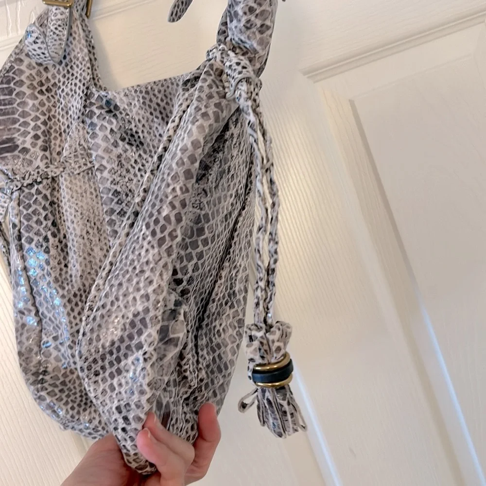 Elegant Elliott Lucca Sintra Snakeskin Pattern Leather Over The Shoulder Bag